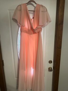 SHEIN Peach Chiffon Flutter Sleeve Maxi Dress